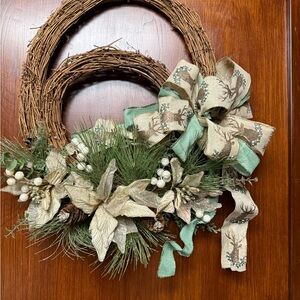 Signature Rustic Holiday Wreath with Bow deer design